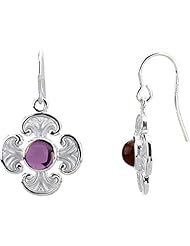 14K White Gold Amethyst Ornate Cross Earrings -- LIFETIME WARRANTY