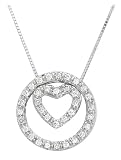 14k White Gold Diamond (Circle of Love w/ Heart) (1/4ctw)