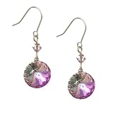 Violet 12mm Round Drop Sterling Silver Earrings Made with Swarovski Elements