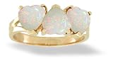 14K Yellow Gold Genuine Heart Opal Ring