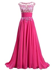 A-line Beaded Sheer  Sequined Chiffon Floor Length 2015 Evening Dress/Prom Dress  With Rhinestones