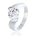 Bling Jewelry Sterling Silver Brilliant CZ 2.0 Carat Engagement Ring Tension Set