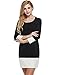 Meaneor Women's Plus Size Black White Patchwork 3/4 Sleeve Shift Dress (Black XXL)