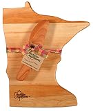 Michigan Mapleworks Minnesota Shaped Maple Cheese Cutting Board with Small Cherry Wood Spreader Gift Set