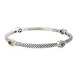 925 Silver, Amethyst, Blue Topaz, Peridot & Citrine Oval Stone Stackable Bangle with 18k Gold Accents- 8 IN