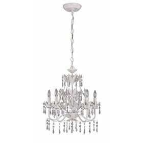 Lite Source C7241 Evelyn 5-Lite Chandelier, Antique White with Prism Crystals