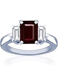 Platinum Emerald Cut Ruby Three Stone Ring (GIA Certificate)