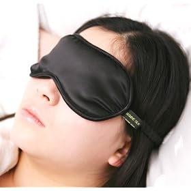 Jasmine Silk 100% Pure Silk Filled Eye Mask / Sleeping Mask Sleep Mask - BLACK