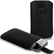iGloo Premium: Black Leather Pouch Case Cover Sleeve with Pull Tab For The Samsung Galaxy S Advance i9070 Mobile Phone