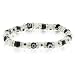 Murano Glass Evil Eye Black Beads CZ Stretchable title=