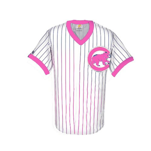 Chicago Cubs YOUTH Pink V-Neck Shirt by Majestic Athletic