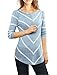 Allegra K Women's Long Sleeves Scoop Neck Striped Chevron Print Top XL Blue