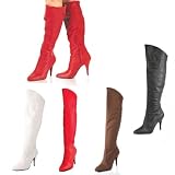 Vanity-2013, 4" Leather Pull-On Cuffed Knee Boot with 1/2 Inside Zip in Sizes 6-16 by Pleaser USA