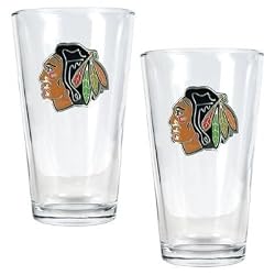 Chicago Blackhawks 2pc Pint Ale Glass Set - Primary Logo NHL Hockey