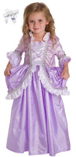 2 Item Bundle: Little Adventures Purple & White Rapunzel Princess Dress Up Costume + Hair Bow-Girls ages 1-3-Machine Washable