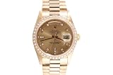 Rolex Mens Yellow Gold President Champagne Dial Diamond Bezel