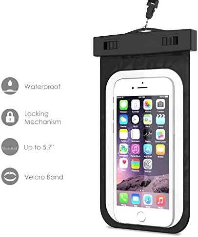 Waterproof Case Universal Waterproof dry Bag Pouch with lanyard for iPhone Samsung HTC ,iTouch, MP3 player and other up to 6 Inch Diagonal, Credit Card Wallet Money (balck)