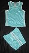 Girls Pull-on Dazzle Stars Short Set with Side Stripes in Aqua