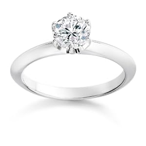 Diamond Manufacturers, Damen, Verlobungsring mit 0.25 Karat G/SI1 feinem und zertifiziertem Runddiamant in Platin 950