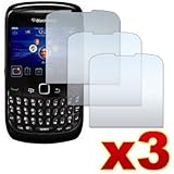 3 Pack of Premium Reusable LCD Screen Protectors for Blackberry Curve 8520  ....