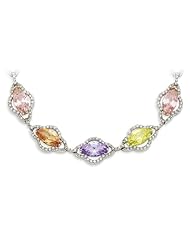 Sterling Silver 16 Inch Multicolor CZ Necklace - 16 Inch
