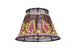Produkt-Bild: Hab & Gut (is004) Lampenschirm INDIEN STYLE, BRAUN mit besticktem Muster, 100% Baumwolle, H&ouml;he:18cm, Durchmesser:29cm