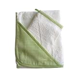 Tadpoles Basics Green Gingham Towel with Bath Mitt