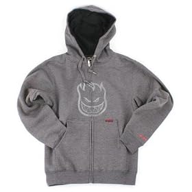 Spitfire Bighead Emblem Men's Hooded Zip Sweatshirt - Grey