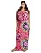 Southpole Juniors Plus Size Strapless Tye Dye Ruffle Accent Neckline Maxi Dress, Watermelon, 2X