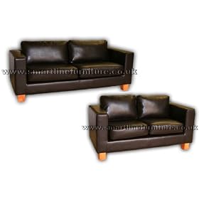 Diego 3 & 2 Seather Sofa Brown Feak Leather New Suite