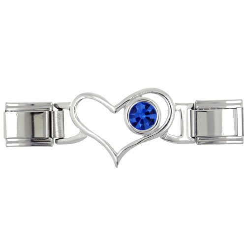 September Sapphire Birthstone Id Heart Italian Charms Bracelet Link