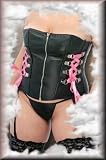 Sexy y2Diva Leather Ribbon Corset includes G-String in Queen Plus Size 1X, 2X or 3X