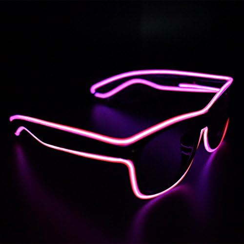 Light up Glasses,ideality Eyewear El Wire Lighting Glasses Black Frames with Sunglasses Lens (Pink)