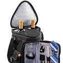 Meritage Insulated, Triangular 2-Bottle Wine Tote w/ Service For 2 (Black/Silver)