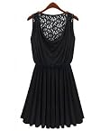 Lace Panel Back Accordion Pleated Tank Dress