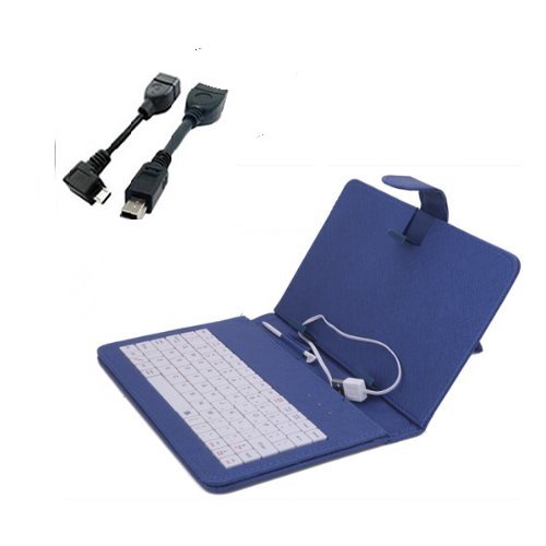 HooshionÂ® 8 Inch USB Keyboard Leather Case Cover With Stand For Nextbook 8 & Premium 8 SE, 8 inch Notebook,8 inch Android Tablet Pc+Micro OTG Adapter+Mini 5 pin OTG Adapter (Blue)
