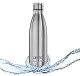 Cayman Fitness Premium Insulated Stainless Steel Water Bottle. BPA Free, Will Not Sweat or Leak. Keeps Drinks Hot for 12 Hours and Cold for 24. Satisfaction Guaranteed.