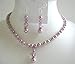 BRD590 Lavender Crystals Jewelry Set Rose Pink Pearls & swarovski Lavender crstal Necklace Set With Gift Box