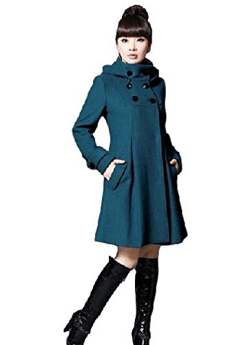 【TPGROWIN】レディース コート ロングコート トレンチコート アウター ジャケット 秋冬 カジュアル 大きめボタン フード付 ロング丈 ギャザー S M L XL　4色