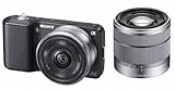 Sony NEX-3DB Systemkamera (14 Megapixel, Live View, HD Videoaufnahmen) Kit schwarz inkl. 16mm und 18-55mm Objektiven