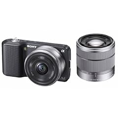Sony NEX-3DB Systemkamera (14 Megapixel, Live View, HD Videoaufnahmen) Kit schwarz inkl. 16mm und 18-55mm Objektiven