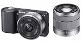 Sony NEX-3DB Systemkamera (14 Megapixel, Live View, HD Videoaufnahmen) Kit schwarz inkl. 16mm und 18-55mm Objektiven