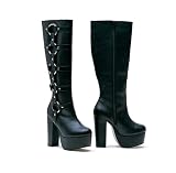 ROXY, 5 Heel Knee Boots With Rings and Inner Zipper by Ellie Shoes