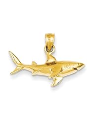 14K Yellow Gold Shark Pendant