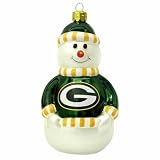 NFL Green Bay Packers Blown Glass Snowman Ornament