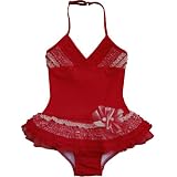 Isobella & Cloe Swimwear. One piece girl's bathingsuit Tallulah. Red. (6-10)