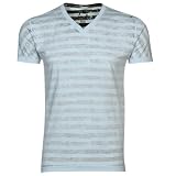 Rusty Flash Flood Reverse Stripe V-neck T-Shirt - Light Blue