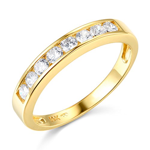 14k Yellow OR White Gold SOLID Channel Set Wedding Band