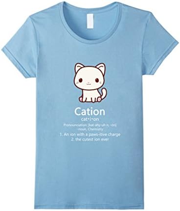 Women's Cute Science Cat T-Shirt Kawaii Cation Chemistry Pawsitive Small Baby Blue