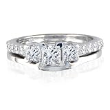 1ct Princess Cut Three Diamond Plus Bridal Set